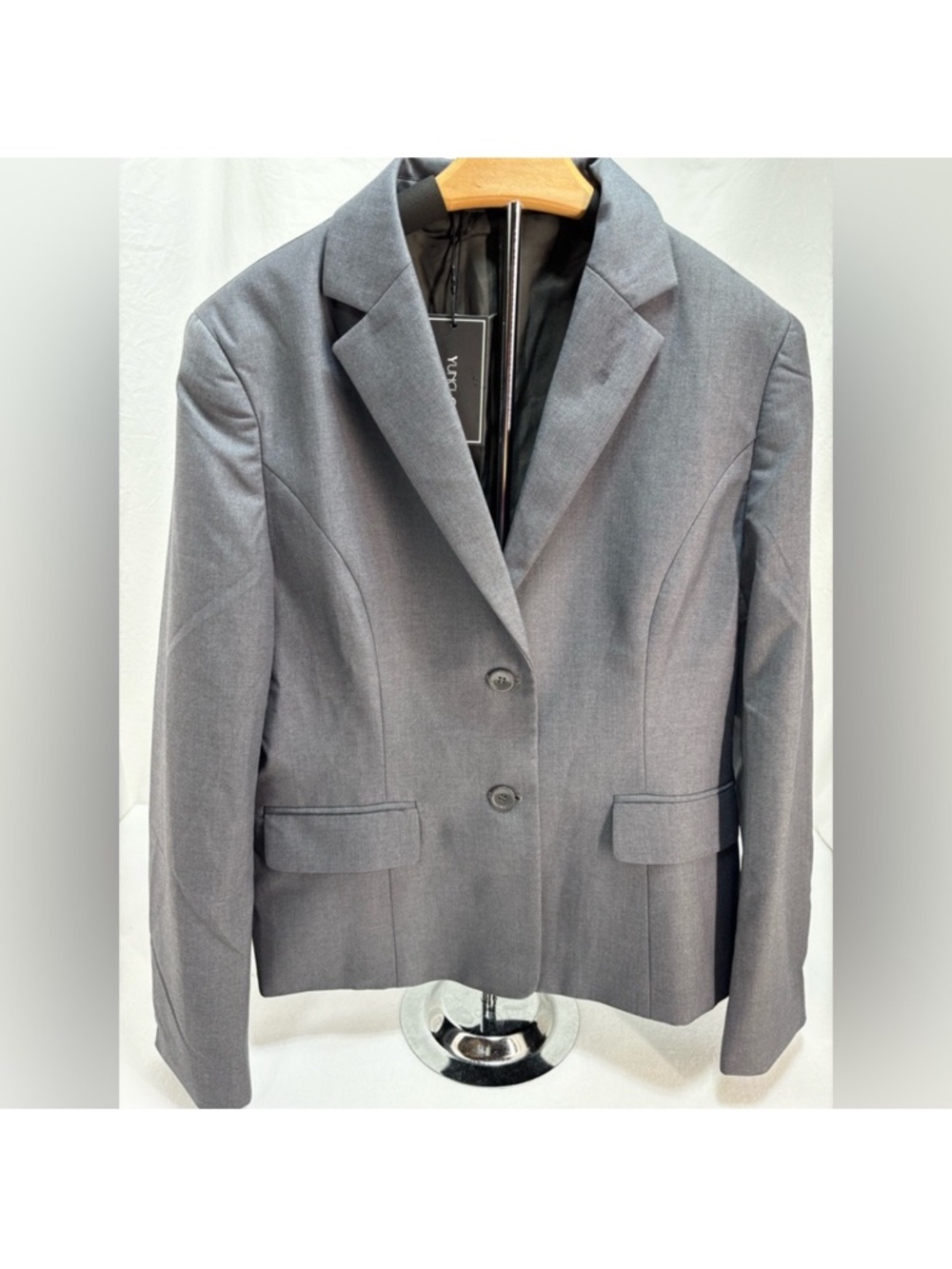 Classic Women's Gray Blazer Jacket - Tailored Two-Button